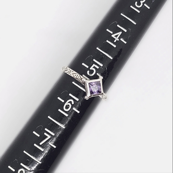 Silpada Stacking Rings Set of 2, Amethyst and Cubic Zirconia - Picture 4 of 5